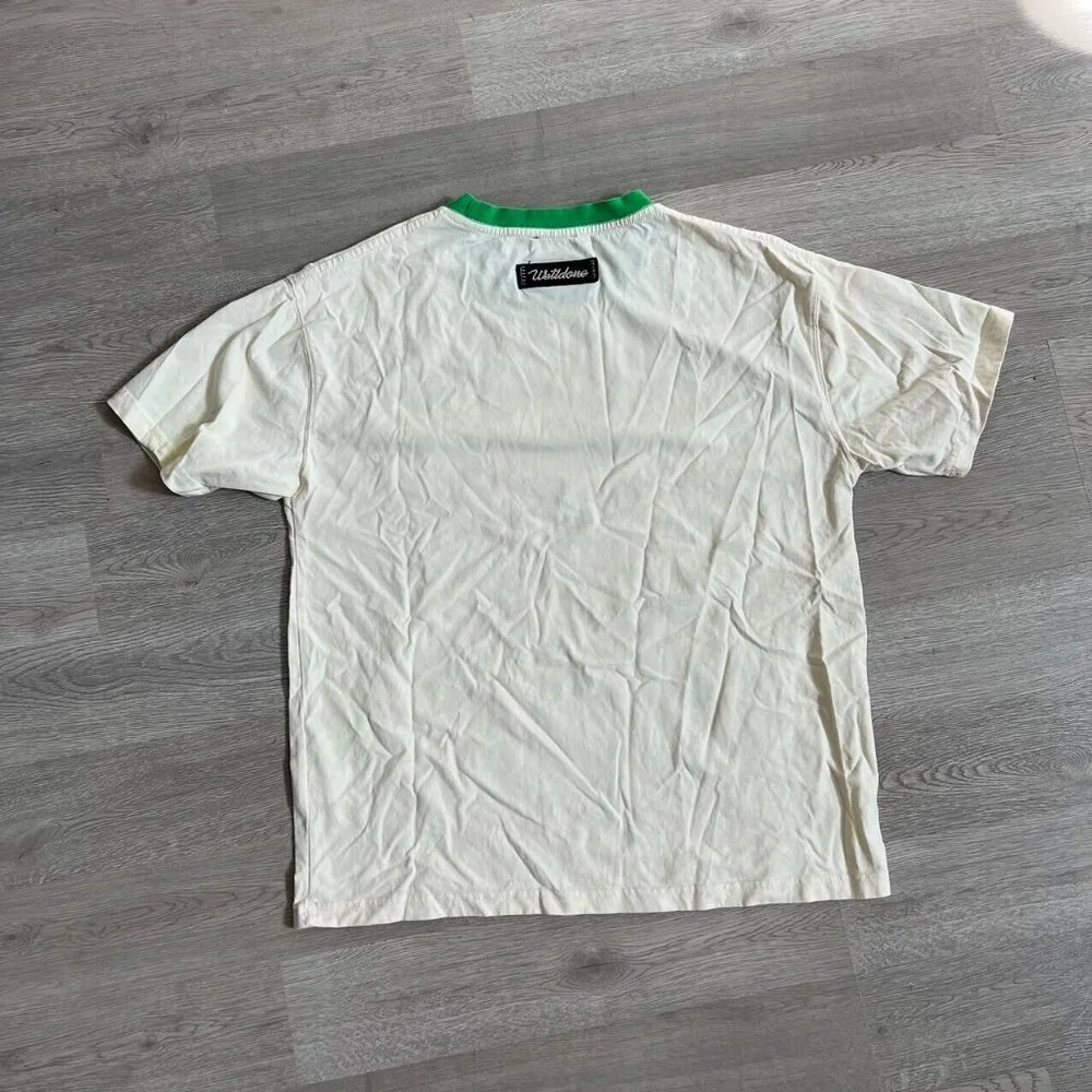 We11done Rabbit Print T Shirt Size Small Cream Green Crew Neck Size Small - Picture 4 of 6